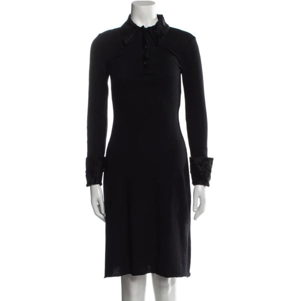 JEAN COLONNA -Vintage Wool Mock Neck Knee-Length Dress Size: S